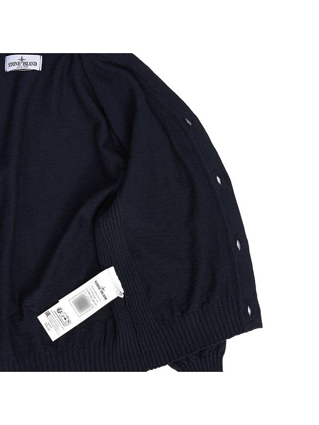 Kids Stone Island 511A1 Wappen Patch V neck Knit Cardigan Navy Blue - STONE ISLAND - BALAAN 8