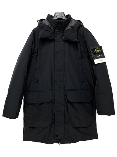 Polyester Micro Twill Long Down Parka Black - STONE ISLAND - BALAAN 2