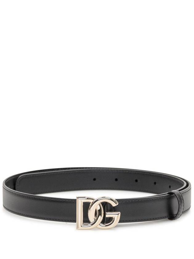 Women's Gold DG Logo Leather Belt Black - DOLCE&GABBANA - BALAAN 2