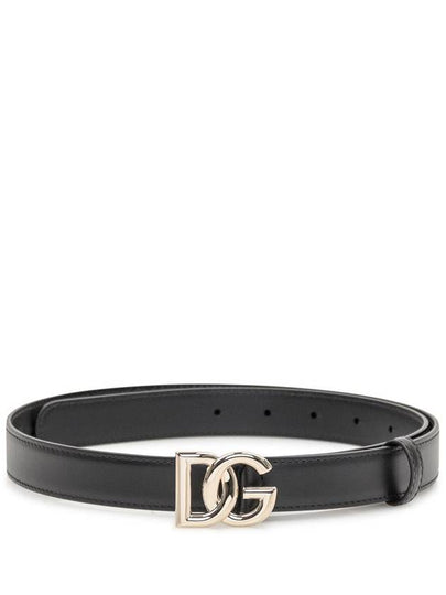 Women's Gold DG Logo Leather Belt Black - DOLCE&GABBANA - BALAAN 2