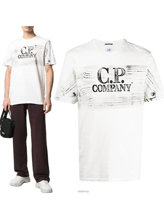 Logo Print Short Sleeve T-Shirt White - CP COMPANY - BALAAN.