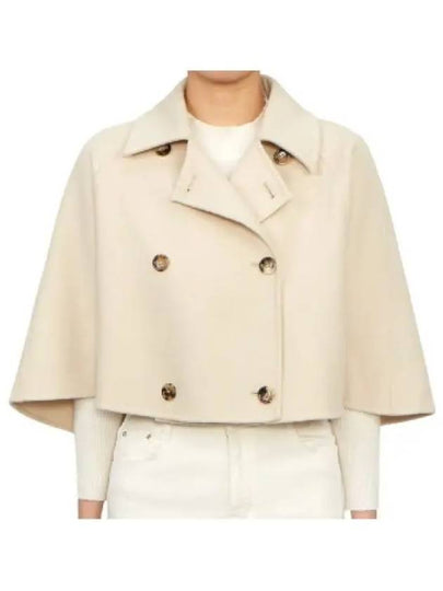 Volume Crop Double Breasted Virgin Wool Cape Beige - MAX MARA - BALAAN 2