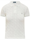 Slim Fit Cable Knit Polo Shirt White - POLO RALPH LAUREN - BALAAN 3