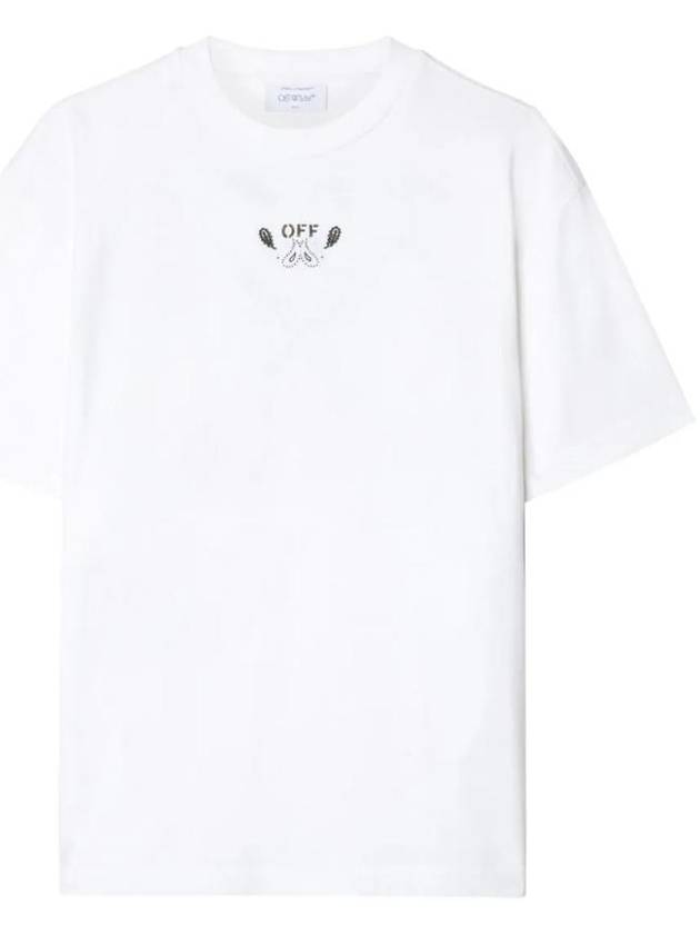 Arrow Embroidered Cotton Short Sleeve T-Shirt White - OFF WHITE - BALAAN 1