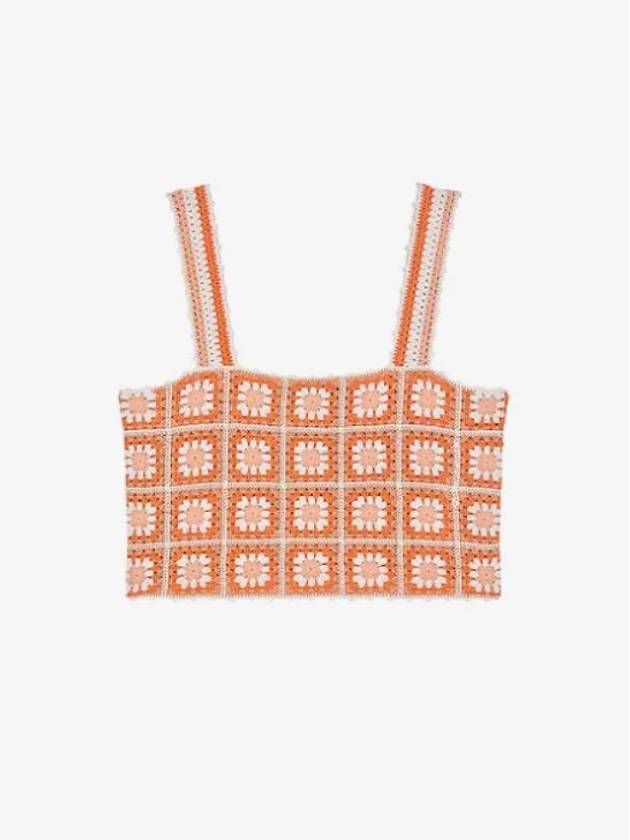 Crochet Knit Sleeveless Orange - MAJE - BALAAN 2