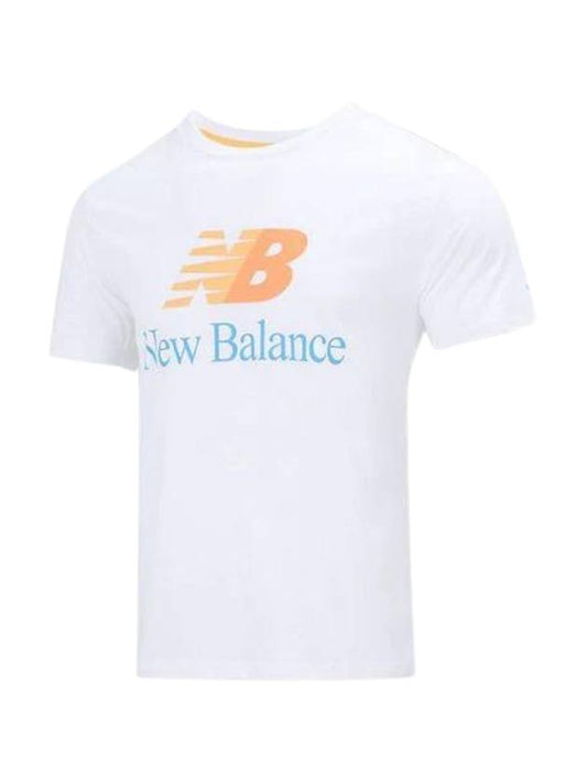 Logo Print Short Sleeve T-Shirt White - NEW BALANCE - BALAAN 1