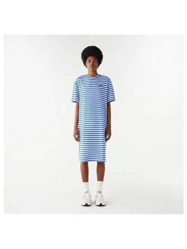 Women s Marine Striped T Shirt Dress Blue - LACOSTE - BALAAN 1