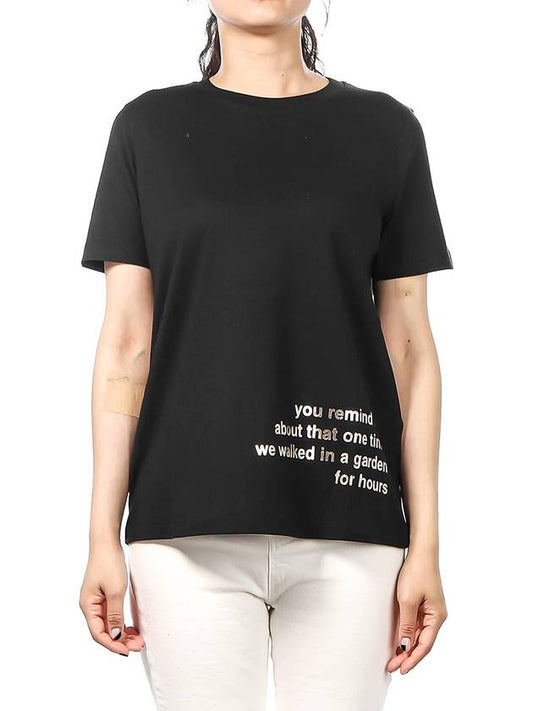 Women's Slogan Print Short Sleeve T-Shirt Navy - MAX MARA - BALAAN 2