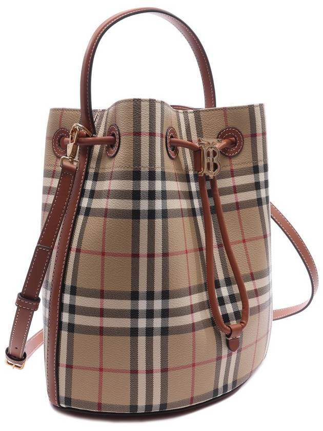 TB Leather Small Bucket Bag Beige - BURBERRY - BALAAN 4