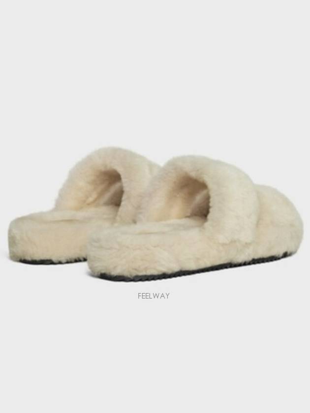 Triomphe Shearling Fur Slippers Beige - CELINE - BALAAN 7