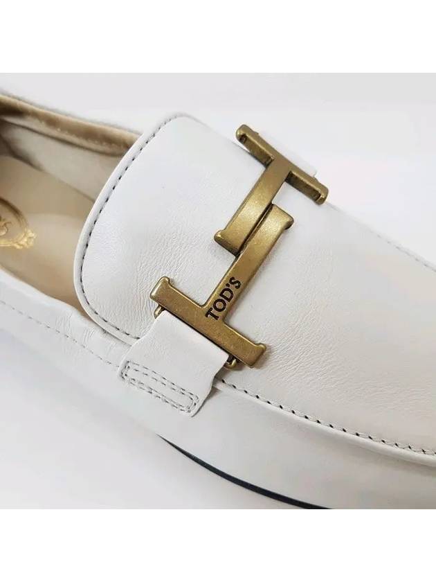 Women's Double T Leather Loafers White - TOD'S - BALAAN 5