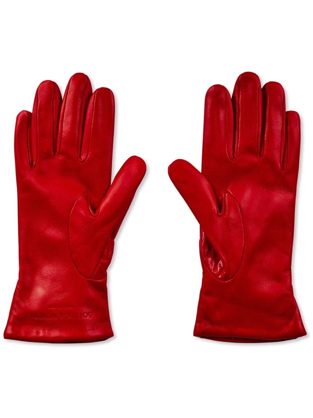 Croc Embossed Logo Leather Gloves - BOTTEGA VENETA - BALAAN 2