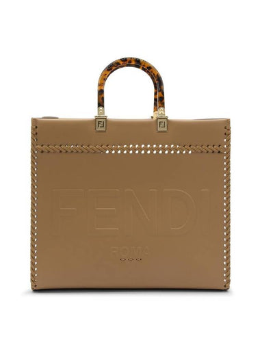 Honey Leather Sunshine Medium Tote Bag Bag Brown - FENDI - BALAAN 1