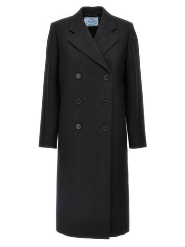 Virgin wool double coat black - PRADA - BALAAN 1