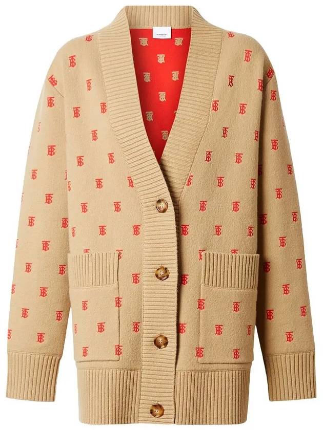 Monogram Wool Cashmere Oversized Cardigan Archive Beige - BURBERRY - BALAAN 3