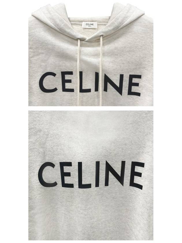 Lettering Logo Cotton Fleece Hoodie White - CELINE - BALAAN 6