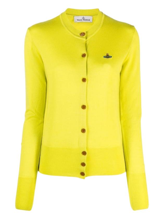 Women's ORB Embroidered Logo Cardigan Yellow - VIVIENNE WESTWOOD - BALAAN 2