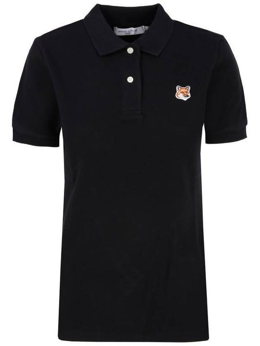 Fox Head Patch Classic Short Sleeve Polo Shirt Black - MAISON KITSUNE - BALAAN 1