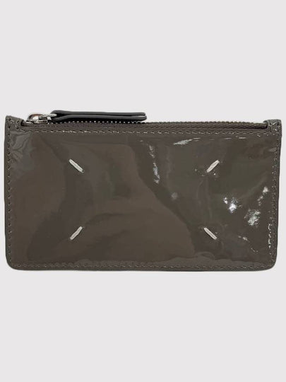 Zipper Shiny Long Leather Card Wallet Grey - MAISON MARGIELA - BALAAN 3