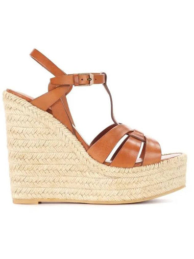 Tribute Espadrille Wedge Heel Brown - SAINT LAURENT - BALAAN 1