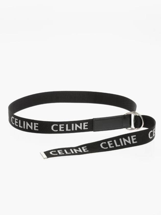 Medium Double Ring Jacquard Leather Belt Black - CELINE - BALAAN 4