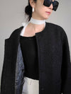 Women's Collarless Stitching Simple Long Jacket Black - PRETONE - BALAAN 6
