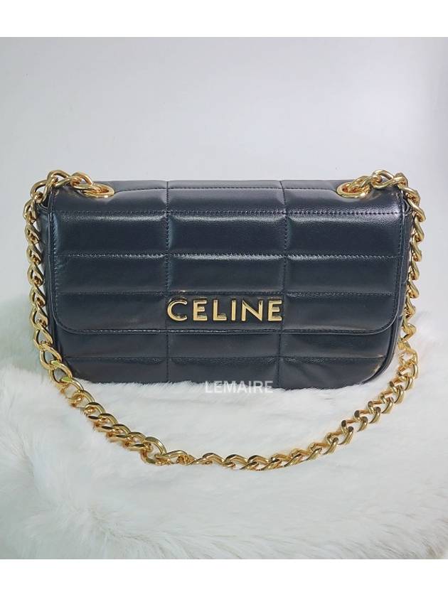 Monochrome Matelasse Chain Shoulder Bag Black - CELINE - BALAAN 3