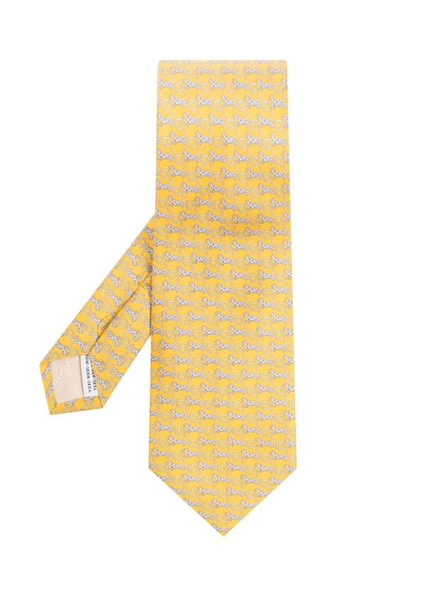 Tiger Print Silk Tie Yellow - SALVATORE FERRAGAMO - BALAAN 1