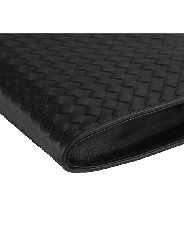 Intrecciato Weaving Zipper Clutch Bag Black - BOTTEGA VENETA - BALAAN 5