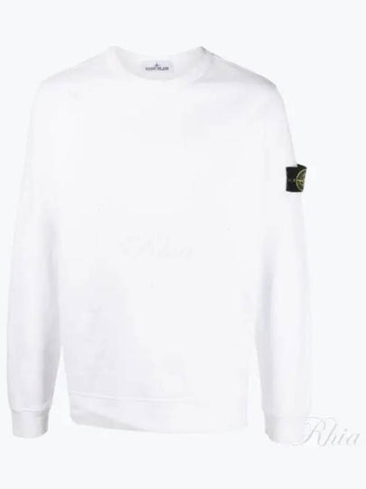 Brushed Cotton Fleece Garment Dyed Crewneck Sweatshirt White - STONE ISLAND - BALAAN 2