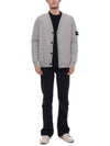 Wappen Patch V-Neck Cardigan Grey - STONE ISLAND - BALAAN 4