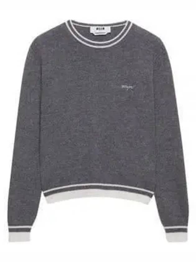 Embroidered Logo Knit Top Grey - MSGM - BALAAN 2