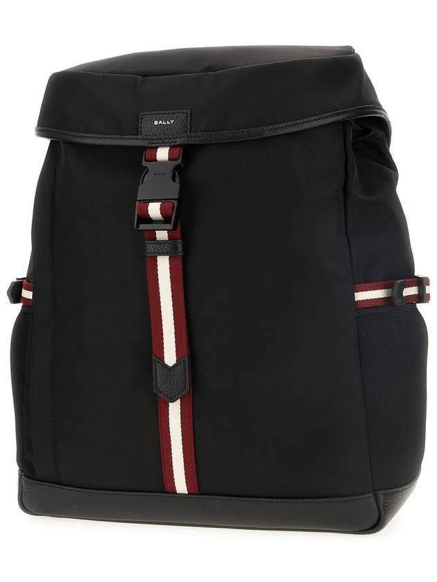 stripe detail buckle backpack black - BALLY - BALAAN 3