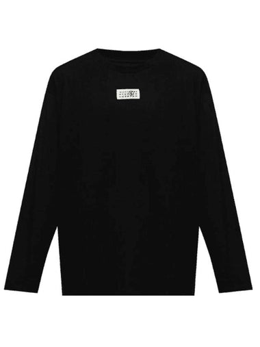 Logo Round Neck Cotton Long Sleeve T Shirt Black - MAISON MARGIELA - BALAAN 1