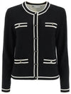 Kendra Button-Up Crew Neck Cardigan Black - TORY BURCH - BALAAN 1