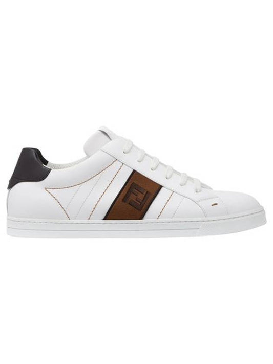FF logo leather low-top sneakers white - FENDI - BALAAN 1