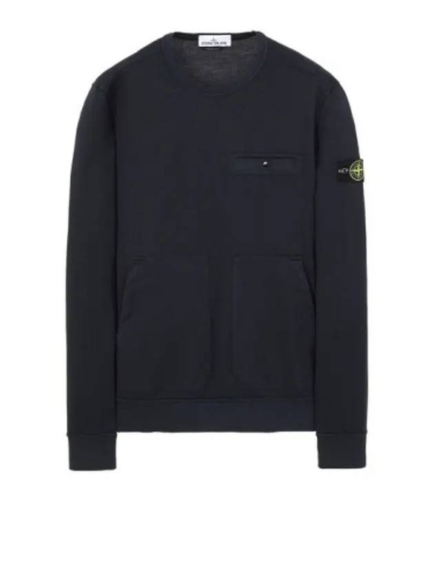 Men's Wappen Patch Pocket Crew Neck Sweatshirt Navy - STONE ISLAND - BALAAN 1