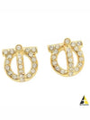 Gancini 3D Crystal Earrings Gold - SALVATORE FERRAGAMO - BALAAN 2