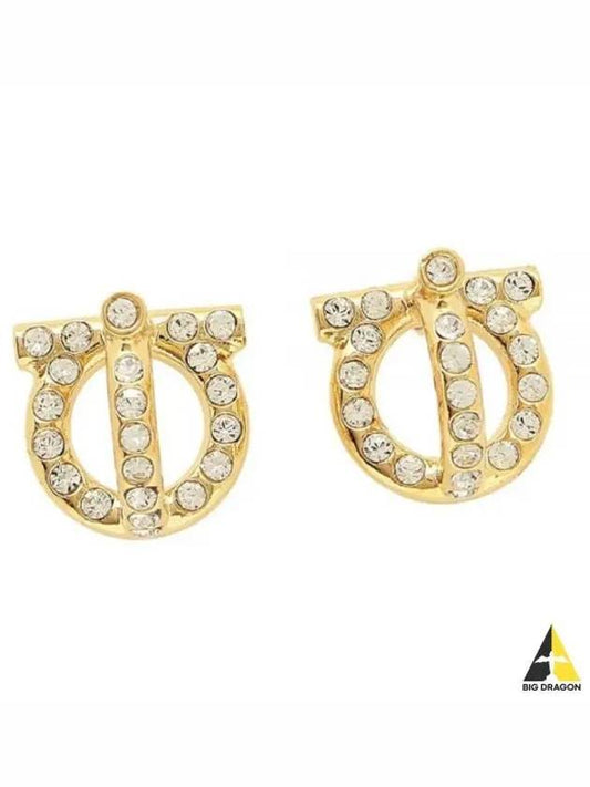 Gancini 3D Crystal Earrings Gold - SALVATORE FERRAGAMO - BALAAN 2