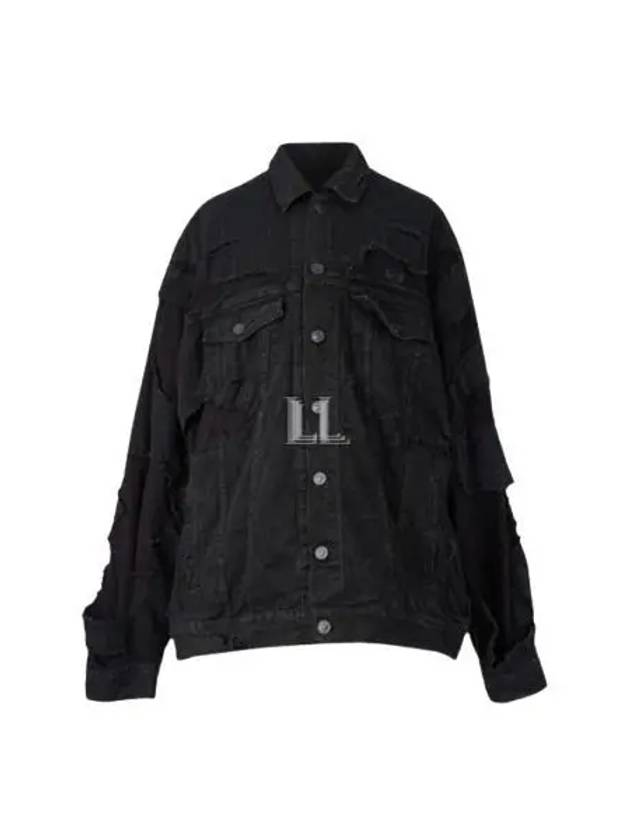 Unity Sports Icon Patchwork Denim Jacket Black - BALENCIAGA - BALAAN 2