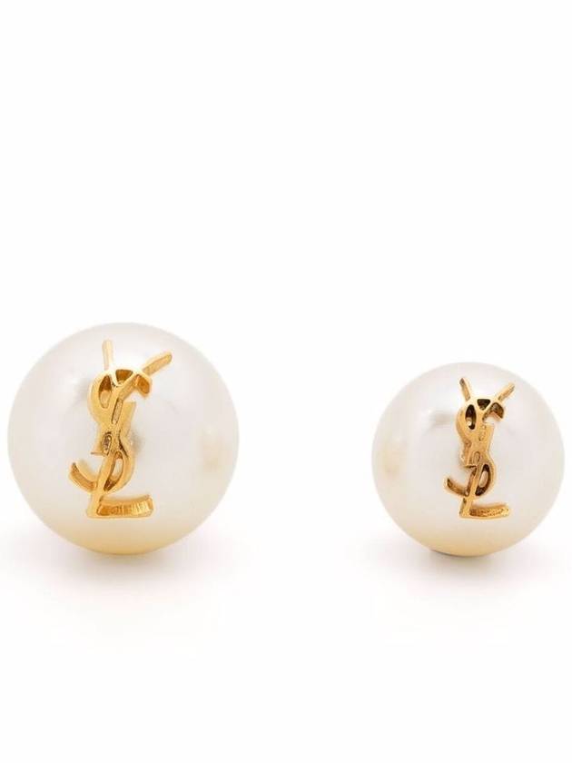 Cassandre Pearl Earrings in Metal Gold And Cream - SAINT LAURENT - BALAAN 2