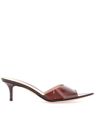 brown glossy tpu sandals with stiletto heel - GIANVITO ROSSI - BALAAN 1