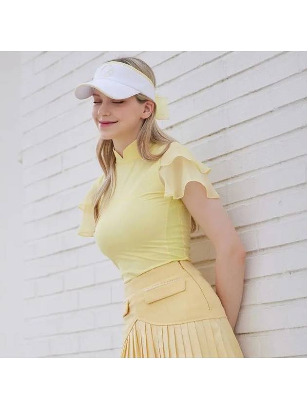 Golf Wear Chiffon Wings High Neck Short Sleeve T-Shirt Lemon - J JANE - BALAAN 1