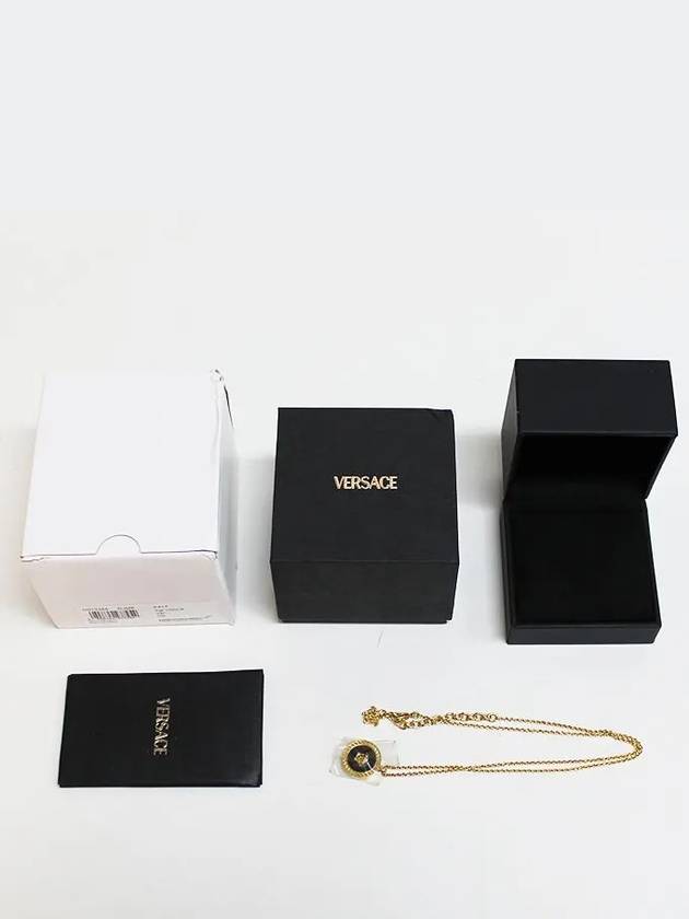 Enamel Medusa Pendant Necklace Black Gold - VERSACE - BALAAN 8