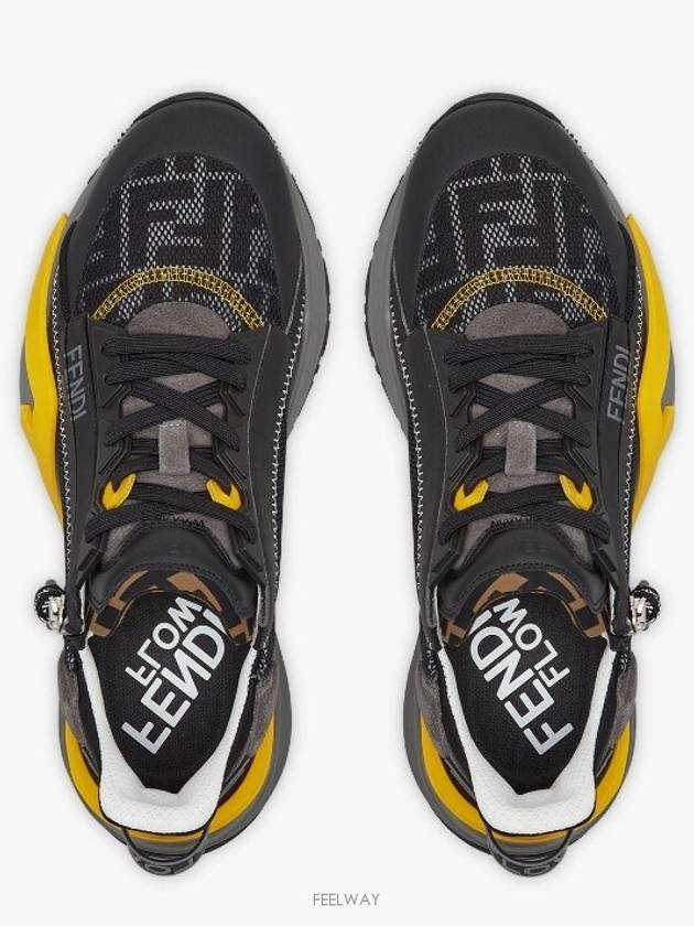 Flow FF Motif Leather Low Top Sneakers Black B0010991446 - FENDI - BALAAN 4