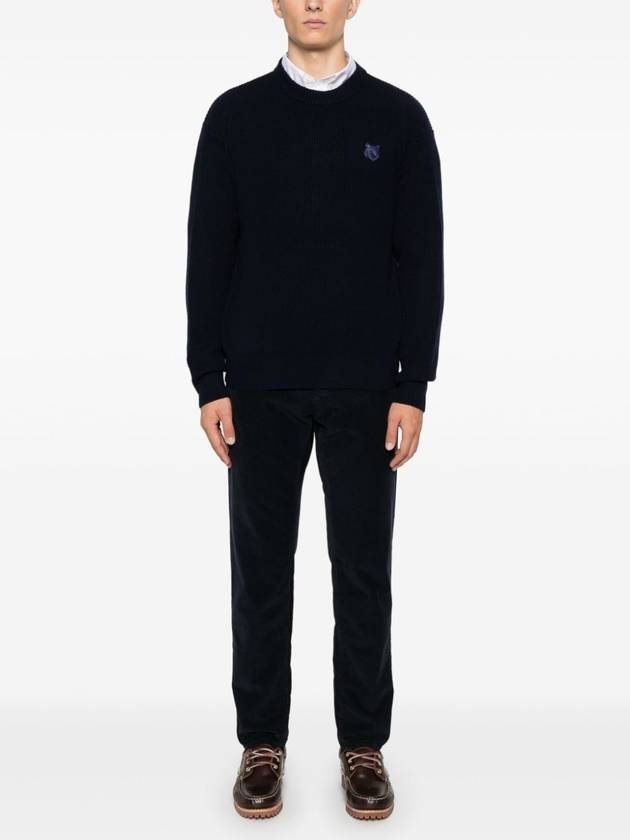 Bold Fox Head Patch Comfort Ribbed Knit Top Navy - MAISON KITSUNE - BALAAN 3