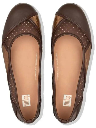 Allegro Art Deco Ballerina Chocolate Brown Mix Patchwork Women's Flat Shoes - FITFLOP - BALAAN 2