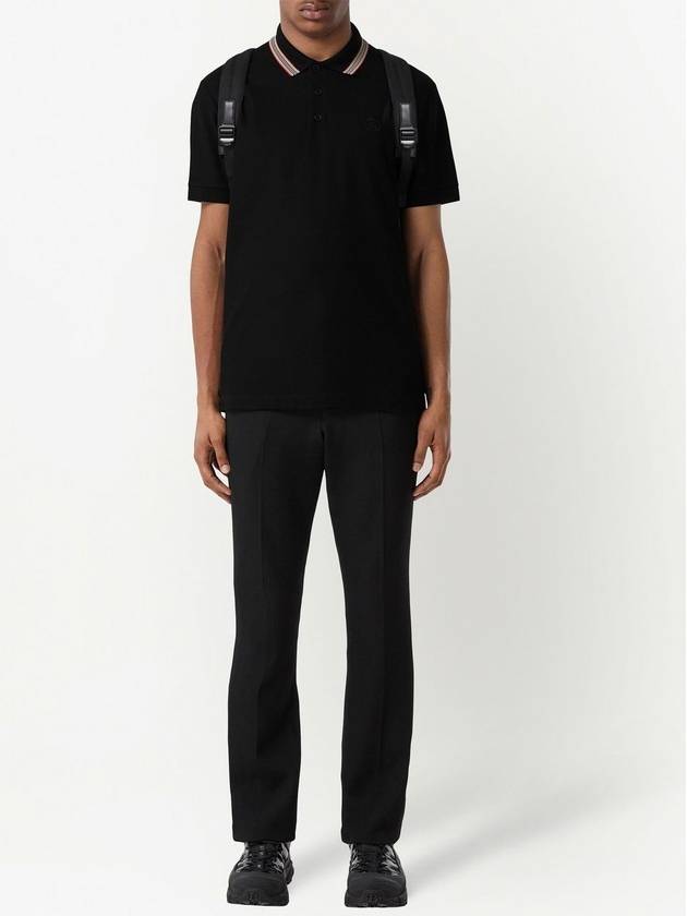 Icon Stripe Short Sleeve Polo Shirt Black - BURBERRY - BALAAN 3