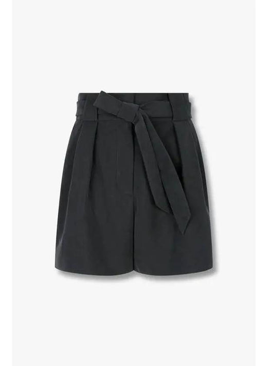 Women s Soft Pleated Belt Shorts Black - EMPORIO ARMANI - BALAAN 1