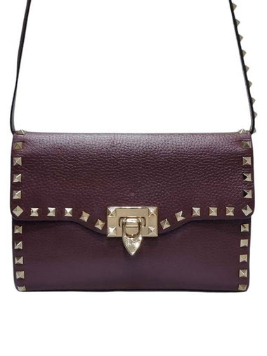 4W0B0181VSF Rockstud Burgundy Small Cross Bag - VALENTINO - BALAAN 1